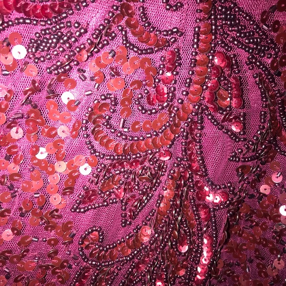 Magenta Sequin Homecoming Dress - Picture 4 of 5
